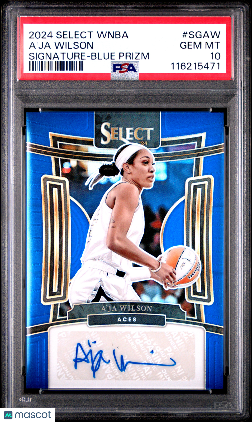 2024 Panini Select WNBA Signatures A'ja Wilson Blue Prizm #SGAW PSA 10