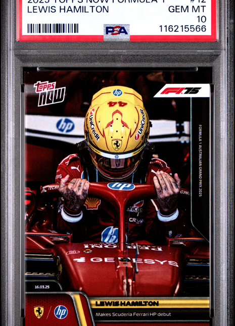 2025 Topps Now Formula 1 Lewis Hamilton #12 PSA 10