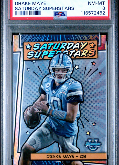 2023 Bowman University Chrome Saturday Superstars Drake Maye #SS2 PSA 8