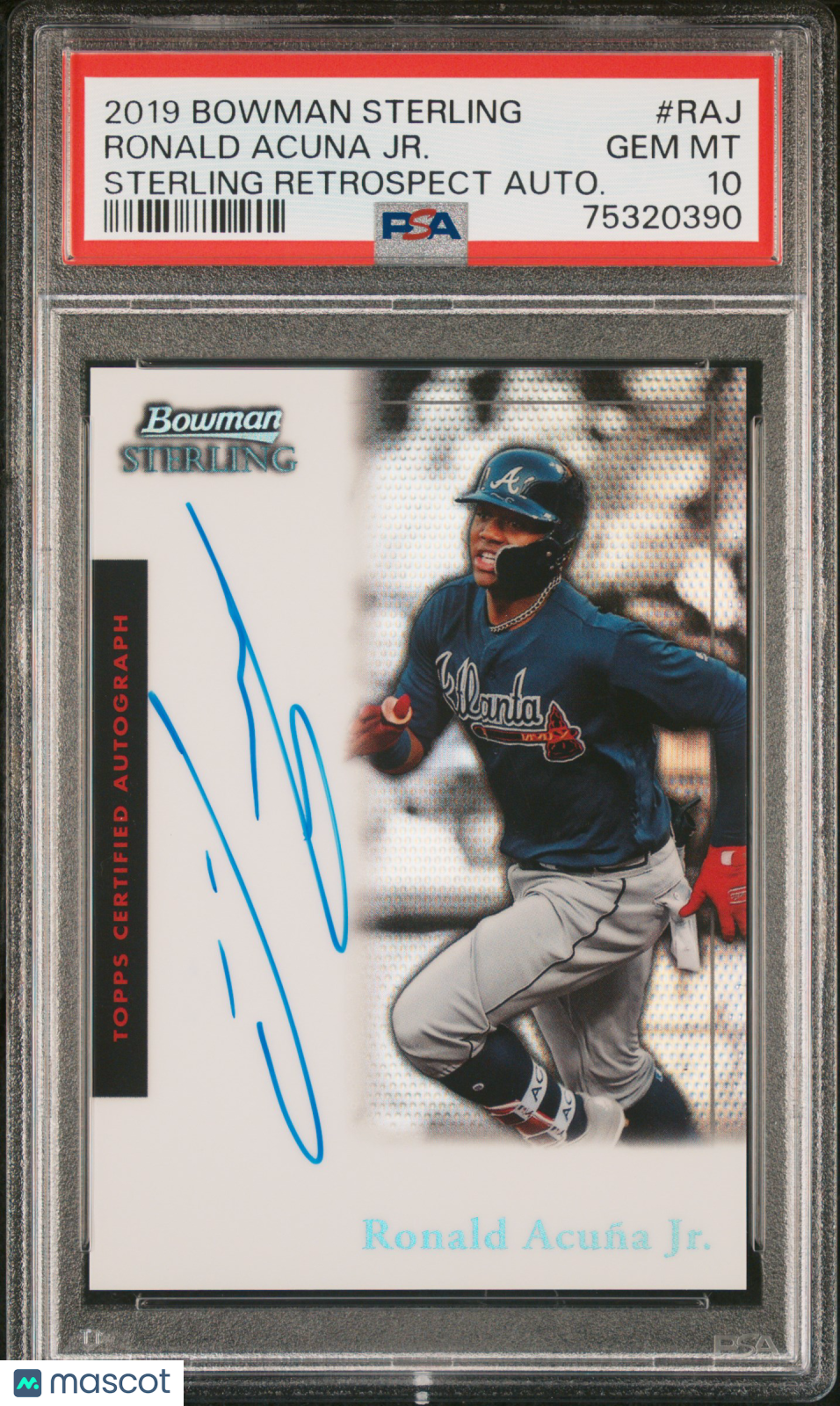 2019 Bowman Sterling Sterling Retrospect Autographs Ronald Acuna JR. Autograph #RAJ PSA 10
