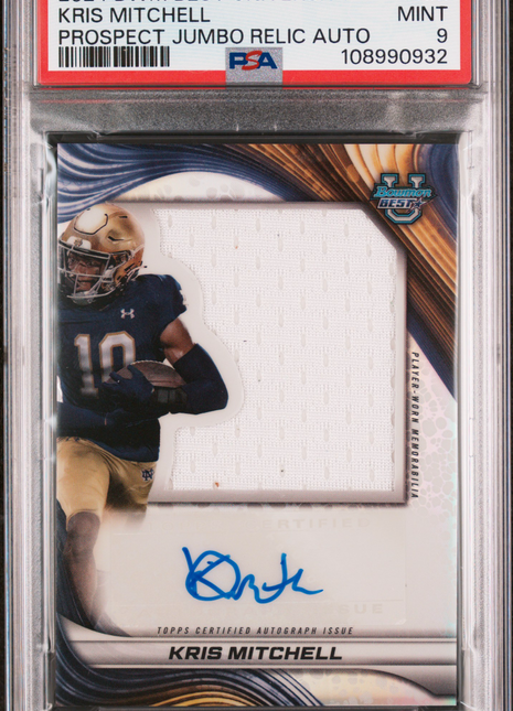 2024 Bowman Best University Patch Auto Kris Mitchell PSA 9