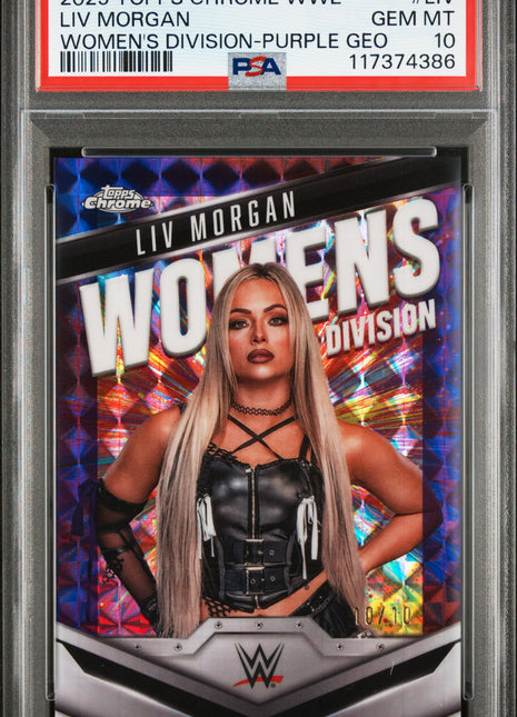 2025 Topps Chrome WWE Women's Division LIV Morgan Purple Geo #LIV 10/10 PSA 10